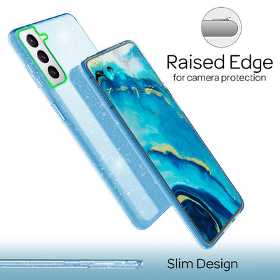 NALIA Glitzerhülle für Samsung Galaxy S22 – Funkelnder Glitzer-Look & Grip – SHINEPOP (Silikon Case) – Marke aus Berlin Blau NALIA Protective Hülle