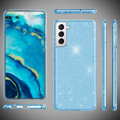 NALIA Glitzerhülle für Samsung Galaxy S22 – Funkelnder Glitzer-Look & Grip – SHINEPOP (Silikon Case) – Marke aus Berlin Blau NALIA Protective Hülle