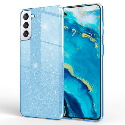 NALIA Glitzerhülle für Samsung Galaxy S22 Plus – Funkelnder Glitzer-Look & Grip – SHINEPOP (Silikon Case) – Marke aus Berlin Blau NALIA Protective Hülle