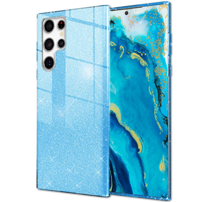 NALIA Glitzerhülle für Samsung Galaxy S22 Ultra – Funkelnder Glitzer-Look & Grip – SHINEPOP (Silikon Case) – Marke aus Berlin Blau NALIA Protective Hülle