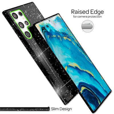 NALIA Glitzerhülle für Samsung Galaxy S22 Ultra – Funkelnder Glitzer-Look & Grip – SHINEPOP (Silikon Case) – Marke aus Berlin Schwarz NALIA Protective Hülle
