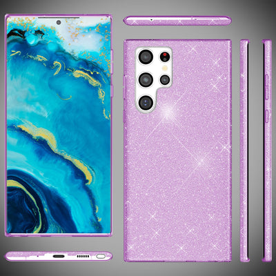 NALIA Glitzerhülle für Samsung Galaxy S22 Ultra – Funkelnder Glitzer-Look & Grip – SHINEPOP (Silikon Case) – Marke aus Berlin Lila NALIA Protective Hülle