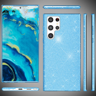 NALIA Glitzerhülle für Samsung Galaxy S22 Ultra – Funkelnder Glitzer-Look & Grip – SHINEPOP (Silikon Case) – Marke aus Berlin Blau NALIA Protective Hülle