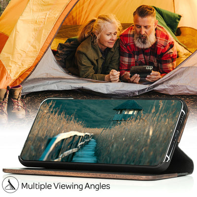NALIA Echt-Holz Flipcase kompatibel mit Samsung Galaxy S22 Plus Hülle, FSC zert. Natur Holzhülle mit Standfunktion & Kartenfach, Premium Wood Case Wallet Rundum-Schutz Handyhülle Klapphülle - Walnuss Default Title NALIA Protective Hülle