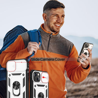 NALIA Military-Style Ringhülle kompatibel mit iPhone 13 Mini Hülle, Extrem Schützend mit Display-Rahmen & Kamera-Abdeckung, 360° Ring für Standfunktion & KFZ-Halterung, Hardcase Cover Weiß NALIA Outdoor Hülle