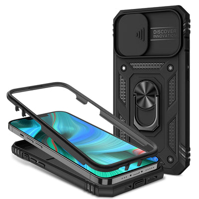 NALIA Military-Style Ringhülle kompatibel mit iPhone 13 Pro Hülle, Extrem Schützend mit Display-Rahmen & Kamera-Abdeckung, 360° Ring für Standfunktion & KFZ-Halterung, Hardcase Robust Schwarz NALIA Outdoor Hülle
