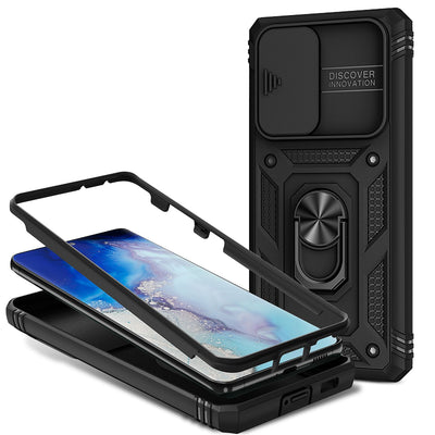 NALIA Military-Style Ringhülle kompatibel mit Samsung Galaxy S21 Ultra Hülle, Extrem Schützend mit Display-Rahmen & Kamera-Abdeckung, 360° Ring für Standfunktion & KFZ-Halter, Hardcase Schwarz NALIA Protective Hülle