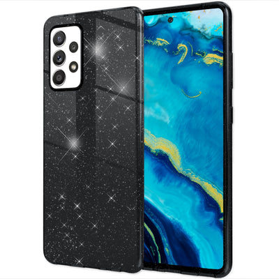NALIA Glitzerhülle für Samsung Galaxy A33 – Funkelnder Glitzer-Look & Grip – SHINEPOP (Silikon Case) – Marke aus Berlin Schwarz NALIA Protective Hülle