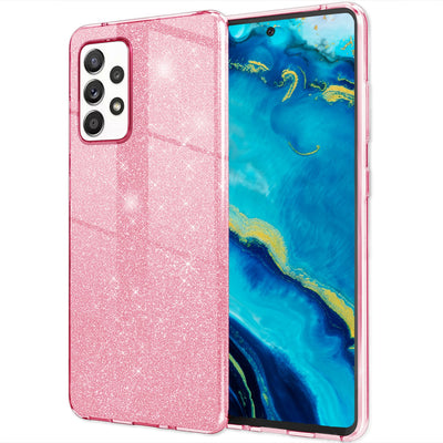 NALIA Glitzerhülle für Samsung Galaxy A33 – Funkelnder Glitzer-Look & Grip – SHINEPOP (Silikon Case) – Marke aus Berlin Pink NALIA Protective Hülle