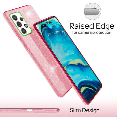 NALIA Glitzerhülle für Samsung Galaxy A33 – Funkelnder Glitzer-Look & Grip – SHINEPOP (Silikon Case) – Marke aus Berlin Pink NALIA Protective Hülle