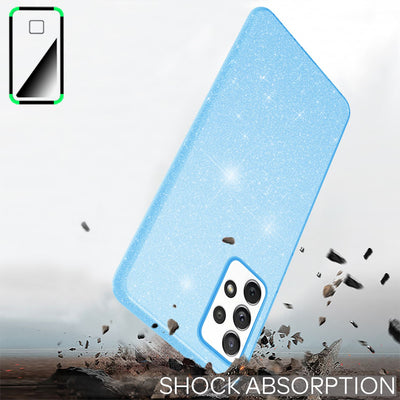 NALIA Glitzerhülle für Samsung Galaxy A33 – Funkelnder Glitzer-Look & Grip – SHINEPOP (Silikon Case) – Marke aus Berlin Blau NALIA Protective Hülle