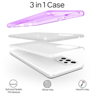 NALIA Glitzerhülle für Samsung Galaxy A33 – Funkelnder Glitzer-Look & Grip – SHINEPOP (Silikon Case) – Marke aus Berlin Lila NALIA Protective Hülle