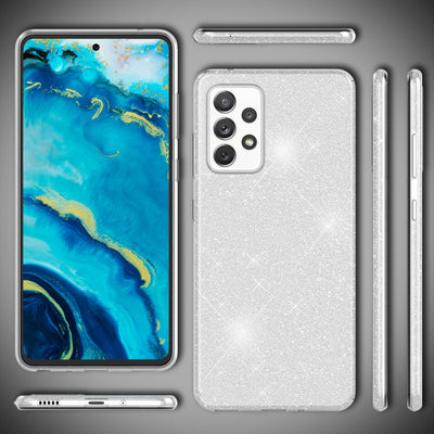 NALIA Glitzerhülle für Samsung Galaxy A33 – Funkelnder Glitzer-Look & Grip – SHINEPOP (Silikon Case) – Marke aus Berlin Silber NALIA Protective Hülle
