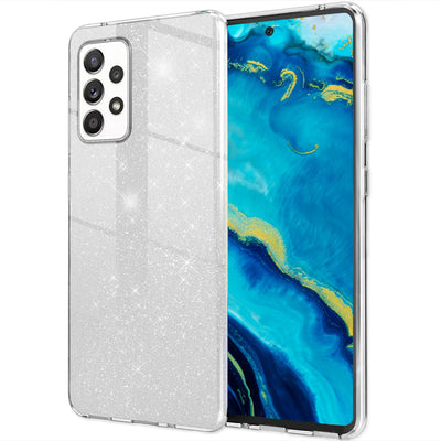 NALIA Glitzerhülle für Samsung Galaxy A53 – Funkelnder Glitzer-Look & Grip – SHINEPOP (Silikon Case) – Marke aus Berlin Silber NALIA Protective Hülle