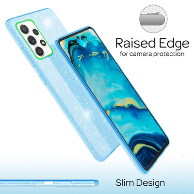 NALIA Glitzerhülle für Samsung Galaxy A53 – Funkelnder Glitzer-Look & Grip – SHINEPOP (Silikon Case) – Marke aus Berlin Blau NALIA Protective Hülle