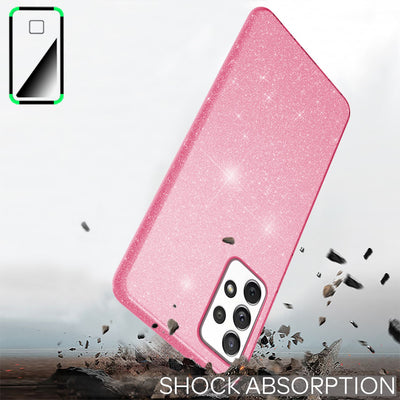 NALIA Glitzerhülle für Samsung Galaxy A53 – Funkelnder Glitzer-Look & Grip – SHINEPOP (Silikon Case) – Marke aus Berlin Pink NALIA Protective Hülle