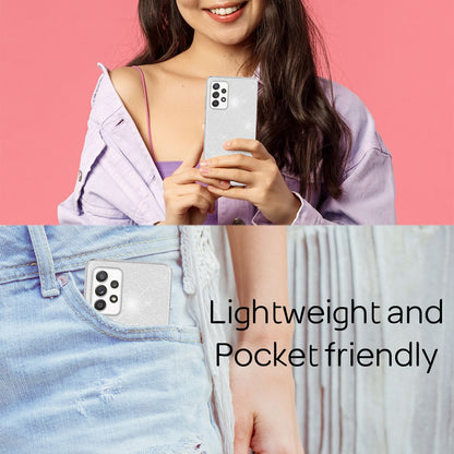 NALIA Robuste Glitzerhülle für Samsung Galaxy A53, Glänzende Glitzer Hybrid Schutzhülle Verstärkte Silikon Handyhülle Silber NALIA Protective Hülle