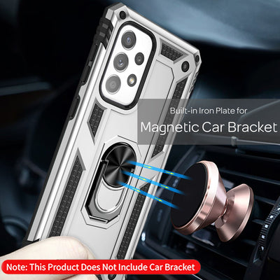 NALIA Panzerhülle für Samsung Galaxy A33 – Ring-Ständer 360° & Magnet-Halterung Kompatibel – RINGDEFEND (Stoßfestes Outdoor Case) – Marke aus Berlin Silber NALIA Outdoor Hülle