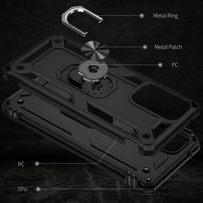 NALIA Panzerhülle für Samsung Galaxy A33 – Ring-Ständer 360° & Magnet-Halterung Kompatibel – RINGDEFEND (Stoßfestes Outdoor Case) – Marke aus Berlin Schwarz NALIA Outdoor Hülle