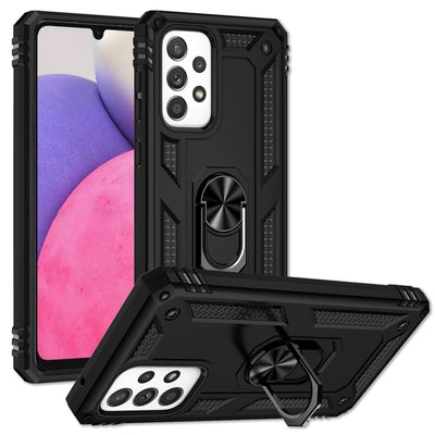 NALIA Panzerhülle für Samsung Galaxy A53 – Ring-Ständer 360° & Magnet-Halterung Kompatibel – RINGDEFEND (Stoßfestes Outdoor Case) – Marke aus Berlin Schwarz NALIA Protective Hülle