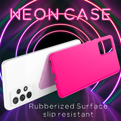 NALIA Neon Silikonhülle für Samsung Galaxy A33 – Soft-Touch & Signal-Neon – NEONSHOCK (Matte Schutzhülle) – Marke aus Berlin Pink NALIA Protective Hülle