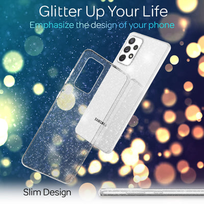 NALIA Glitzerhülle für Samsung Galaxy A53 – Funkelndes Silikon Case – DAZZLIN (Transparent & Stoßfest) – Marke aus Berlin Transparent NALIA Transparente Hülle