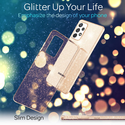 NALIA Glitzerhülle für Samsung Galaxy A53 – Funkelndes Silikon Case – DAZZLIN (Transparent & Stoßfest) – Marke aus Berlin Gold NALIA Transparente Hülle