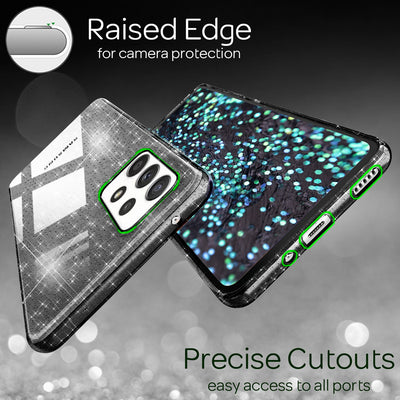 NALIA Glitzerhülle für Samsung Galaxy A53 – Funkelndes Silikon Case – DAZZLIN (Transparent & Stoßfest) – Marke aus Berlin Schwarz NALIA Transparente Hülle