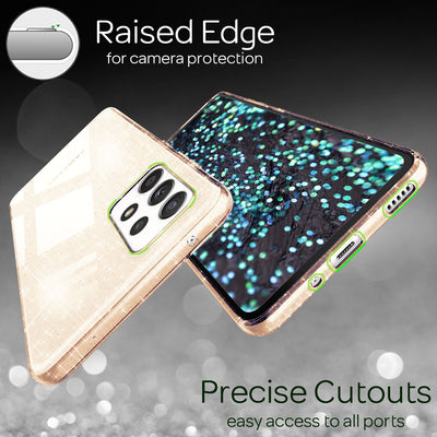 NALIA Glitzerhülle für Samsung Galaxy A53 – Funkelndes Silikon Case – DAZZLIN (Transparent & Stoßfest) – Marke aus Berlin Gold NALIA Transparente Hülle