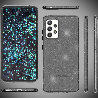 NALIA Glitzerhülle für Samsung Galaxy A53 – Funkelndes Silikon Case – DAZZLIN (Transparent & Stoßfest) – Marke aus Berlin Schwarz NALIA Transparente Hülle