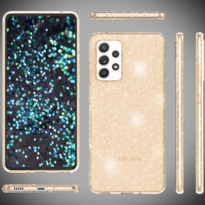 NALIA Glitzerhülle für Samsung Galaxy A53 – Funkelndes Silikon Case – DAZZLIN (Transparent & Stoßfest) – Marke aus Berlin Gold NALIA Transparente Hülle