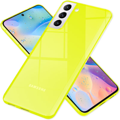 NALIA Neon Silikonhülle für Samsung Galaxy S21 FE – Knallige Signal-Farbe & Linsenschutz – VIBE (Transparentes Case) – Marke aus Berlin Gelb NALIA Transparente Hülle