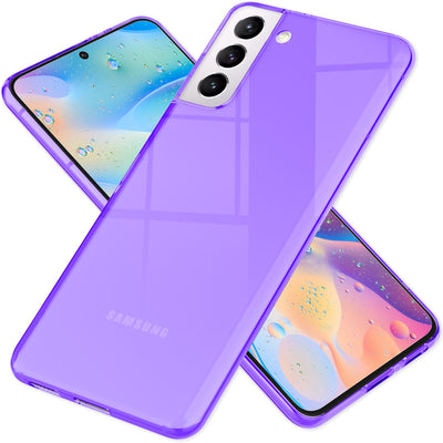 NALIA Neon Silikonhülle für Samsung Galaxy S21 FE – Knallige Signal-Farbe & Linsenschutz – VIBE (Transparentes Case) – Marke aus Berlin Lila NALIA Transparente Hülle