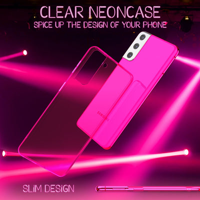 NALIA Neon Silikonhülle für Samsung Galaxy S21 FE – Knallige Signal-Farbe & Linsenschutz – VIBE (Transparentes Case) – Marke aus Berlin Pink NALIA Transparente Hülle