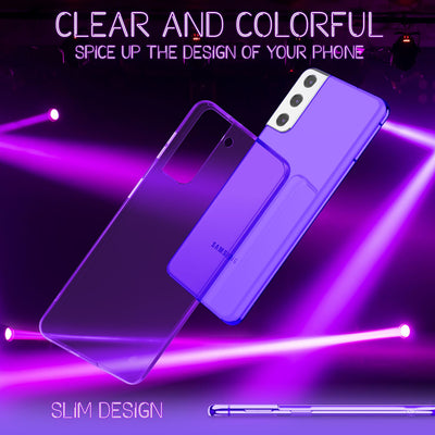 NALIA Neon Silikonhülle für Samsung Galaxy S21 FE – Knallige Signal-Farbe & Linsenschutz – VIBE (Transparentes Case) – Marke aus Berlin Lila NALIA Transparente Hülle