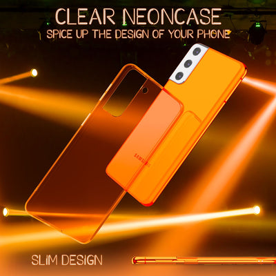NALIA Neon Silikonhülle für Samsung Galaxy S21 FE – Knallige Signal-Farbe & Linsenschutz – VIBE (Transparentes Case) – Marke aus Berlin Orange NALIA Transparente Hülle