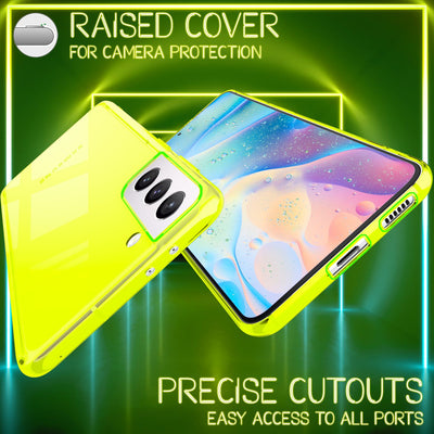 NALIA Neon Silikonhülle für Samsung Galaxy S21 FE – Knallige Signal-Farbe & Linsenschutz – VIBE (Transparentes Case) – Marke aus Berlin Gelb NALIA Transparente Hülle