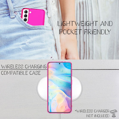 NALIA Neon Silikonhülle für Samsung Galaxy S21 FE – Knallige Signal-Farbe & Linsenschutz – VIBE (Transparentes Case) – Marke aus Berlin Pink NALIA Transparente Hülle