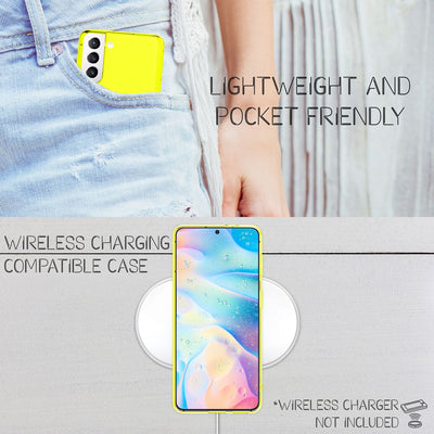 NALIA Neon Silikonhülle für Samsung Galaxy S21 FE – Knallige Signal-Farbe & Linsenschutz – VIBE (Transparentes Case) – Marke aus Berlin Gelb NALIA Transparente Hülle