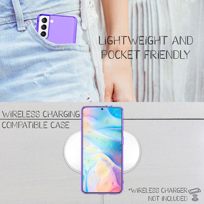 NALIA Neon Silikonhülle für Samsung Galaxy S21 FE – Knallige Signal-Farbe & Linsenschutz – VIBE (Transparentes Case) – Marke aus Berlin Lila NALIA Transparente Hülle