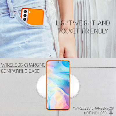 NALIA Neon Silikonhülle für Samsung Galaxy S21 FE – Knallige Signal-Farbe & Linsenschutz – VIBE (Transparentes Case) – Marke aus Berlin Orange NALIA Transparente Hülle