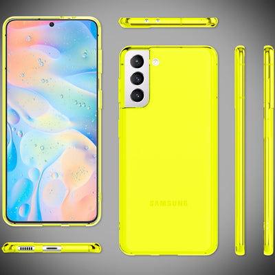 NALIA Neon Silikonhülle für Samsung Galaxy S21 FE – Knallige Signal-Farbe & Linsenschutz – VIBE (Transparentes Case) – Marke aus Berlin Gelb NALIA Transparente Hülle
