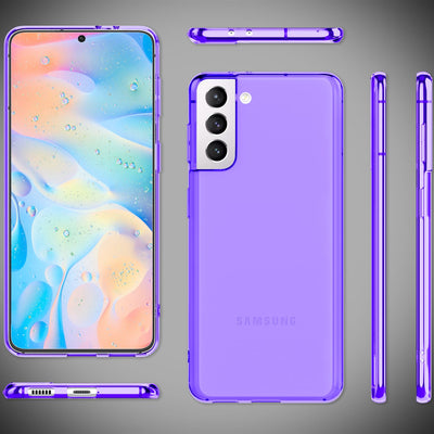 NALIA Neon Silikonhülle für Samsung Galaxy S21 FE – Knallige Signal-Farbe & Linsenschutz – VIBE (Transparentes Case) – Marke aus Berlin Lila NALIA Transparente Hülle