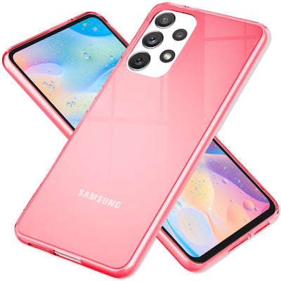 NALIA Neon Silikonhülle für Samsung Galaxy A53 – Knallige Signal-Farbe & Linsenschutz – VIBE (Transparentes Case) – Marke aus Berlin Pink NALIA Transparente Hülle