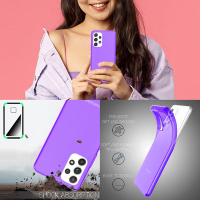 NALIA Neon Silikonhülle für Samsung Galaxy A53 – Knallige Signal-Farbe & Linsenschutz – VIBE (Transparentes Case) – Marke aus Berlin Lila NALIA Transparente Hülle