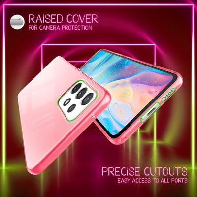 NALIA Neon Silikonhülle für Samsung Galaxy A53 – Knallige Signal-Farbe & Linsenschutz – VIBE (Transparentes Case) – Marke aus Berlin Pink NALIA Transparente Hülle