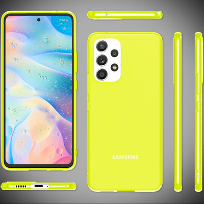 NALIA Neon Silikonhülle für Samsung Galaxy A53 – Knallige Signal-Farbe & Linsenschutz – VIBE (Transparentes Case) – Marke aus Berlin Gelb NALIA Transparente Hülle