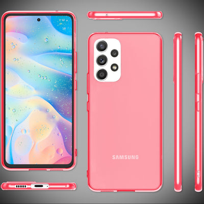 NALIA Neon Silikonhülle für Samsung Galaxy A53 – Knallige Signal-Farbe & Linsenschutz – VIBE (Transparentes Case) – Marke aus Berlin Pink NALIA Transparente Hülle