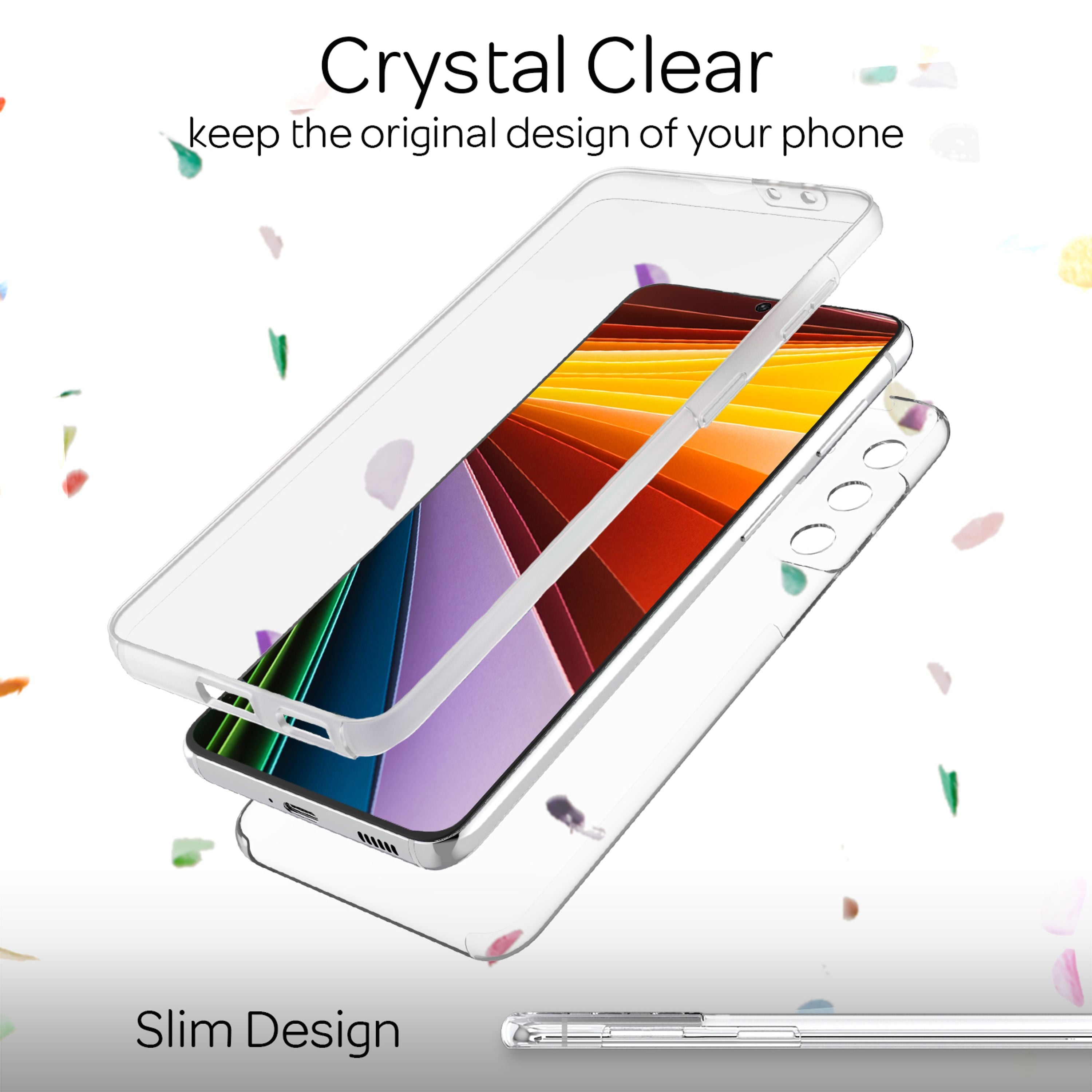 NALIA Klare 360° Schutzhülle für Samsung Galaxy S22, Komplettschutz Transparent Anti-Gelb Durchsichtig Robust, Hardcase & Silikon & Displayschutz Default Title NALIA Transparente Hülle