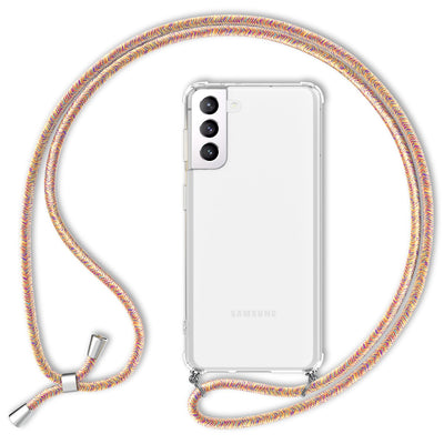 NALIA Handykette für Samsung Galaxy S22 – Transparentes Hybrid-Case & Band – HANGIT (Anti-Gelb Rückseite & Verstellbar) – Marke aus Berlin Regenbogen NALIA Transparente Hülle